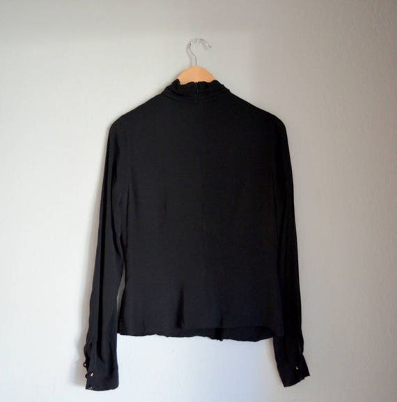 Vintage Black Silk Pleated High Neck Chetta B. Bl… - image 4