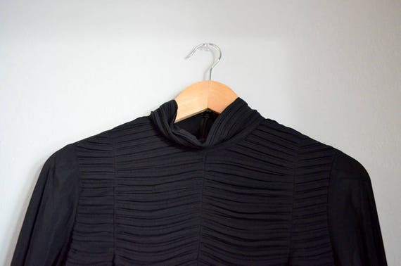 Vintage Black Silk Pleated High Neck Chetta B. Bl… - image 3