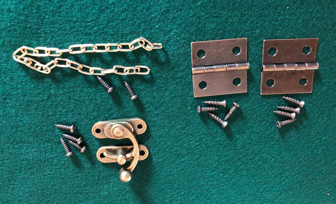 TREASURE CHEST HARDWARE Kit Includes Hinges and Screws, Lid Chain and