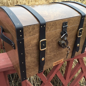 LARGE TREASURE CHeST. 18" chest is shown with Trim and Handles, with SHELF. Great gift for all Occasions. Optional Straps, Buckles, Lock.