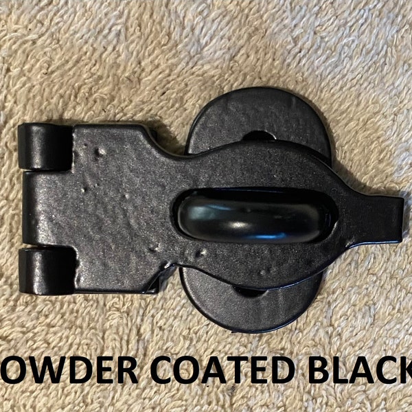 PADLOCK HASP, with screws. Painted Black Powder coated, Raw Steel and Oil Blackened.