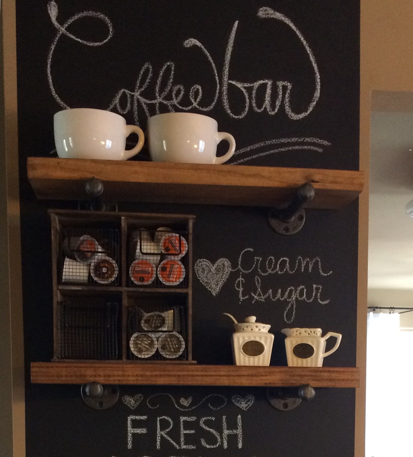 A Rustic Floating Shelf Coffee Bar Kitchen Shelves | Etsy