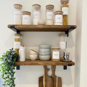 Rustic Floating Bookshelf: Modern Farmhouse Wood Shelf with L Shaped Steel Brackets