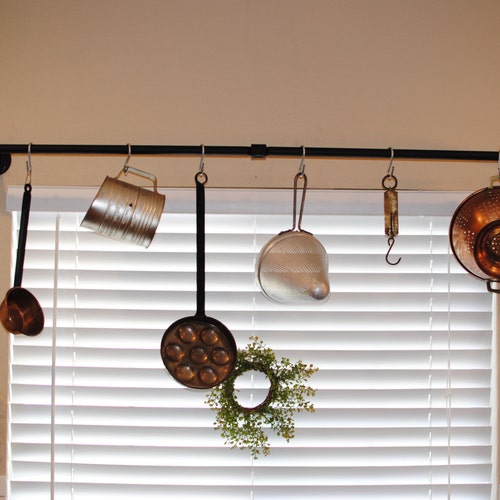 Industrial Kitchen Pot Rack With Shelf Etsy