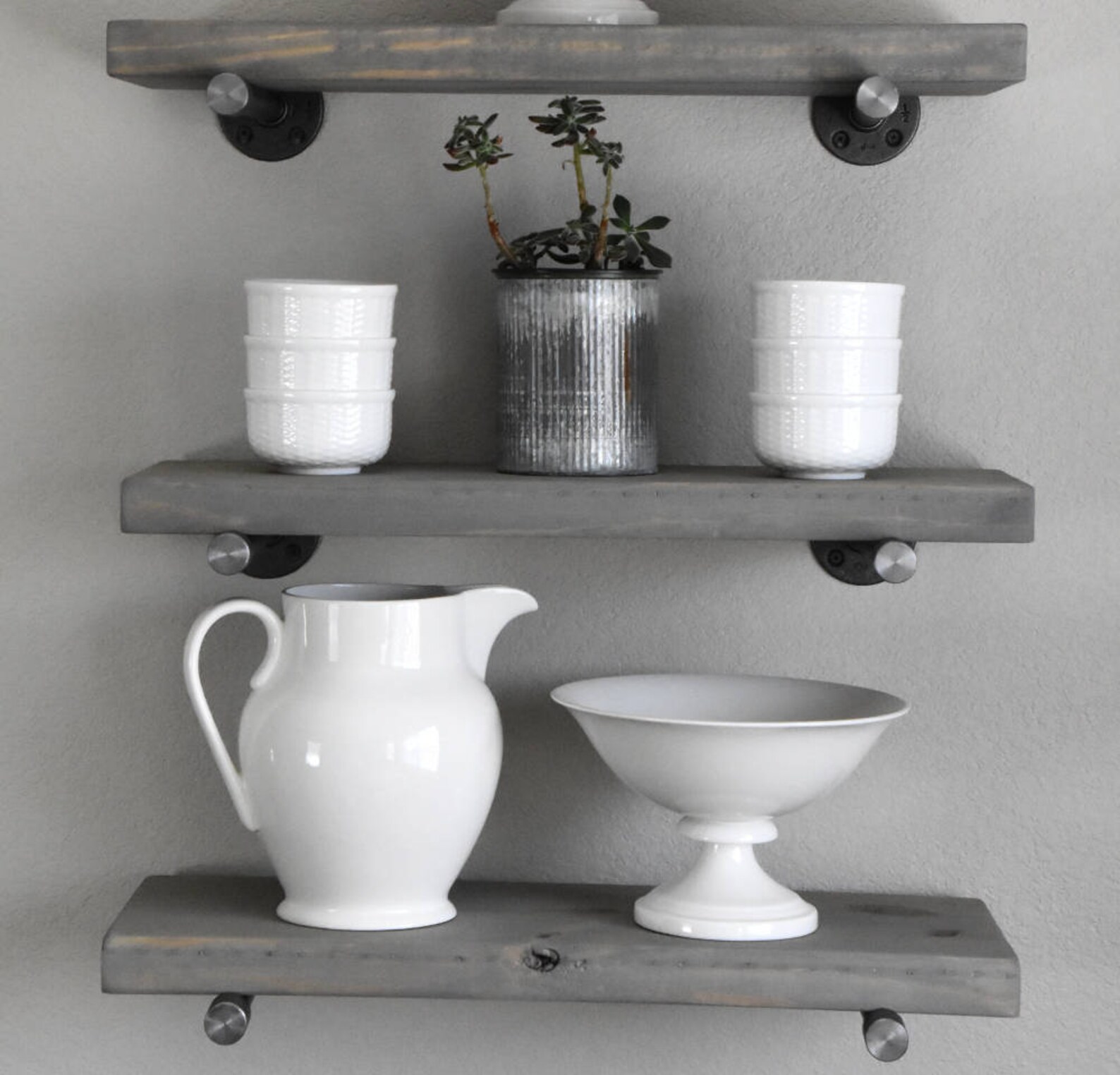 Single gray wash Floating Shelf Rustic Wood Industrial Etsy