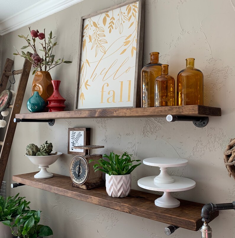 A 11.25 Extra Long Floating Shelf with two Pipe Etsy