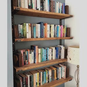 Rustic Pine Floating Shelf: Industrial Farmhouse Decor with Heavy Duty Steel L Shaped Brackets