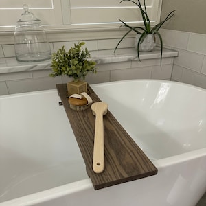 Oak Bath Tray for Tub: Rustic Wood Bathtub Caddy