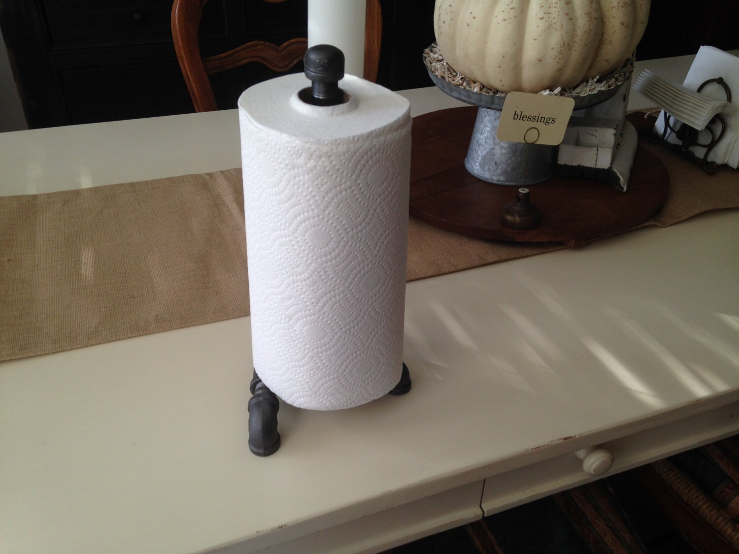 Industrial Freestanding Paper Towel Holder Pipe Repurposed Etsy