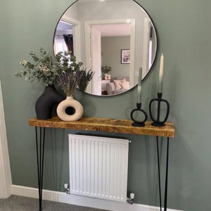 Modern Farmhouse Console Table: Solid Rustic Pine, 34" Hairpin Legs