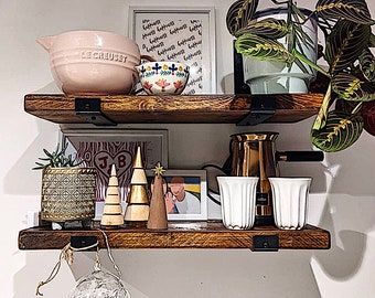 One Super Short rustic floating shelf, with 2 brackets.  Be sure that this tiny shelves work, since it is not returnable