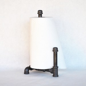 Rustic Freestanding Paper Towel holder with guard, Industrial farmhouse kitchen towel dispenser, paper towel roll holder, cooktop towel