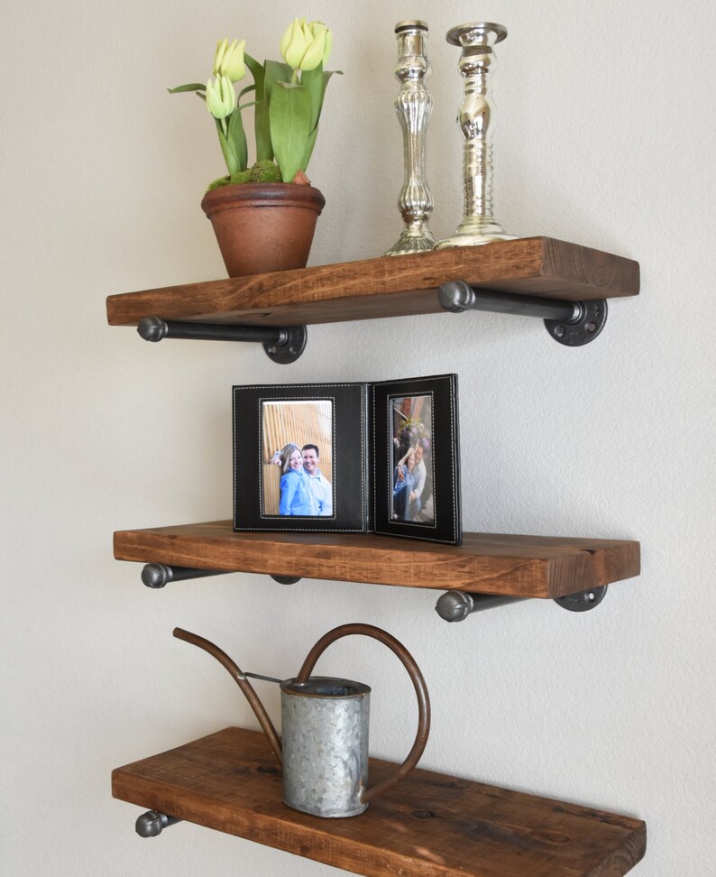 9 25 Deep Short Floating Shelves Wood Pipe Image 0