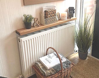 Rustic Floating Shelf with Low Profile Brackets - Solid Pine Wood, Modern Farmhouse Style