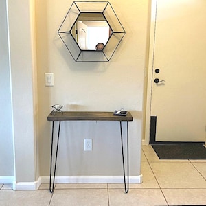 Modern Farmhouse Console Table: Solid Rustic Pine, 34" Hairpin Legs