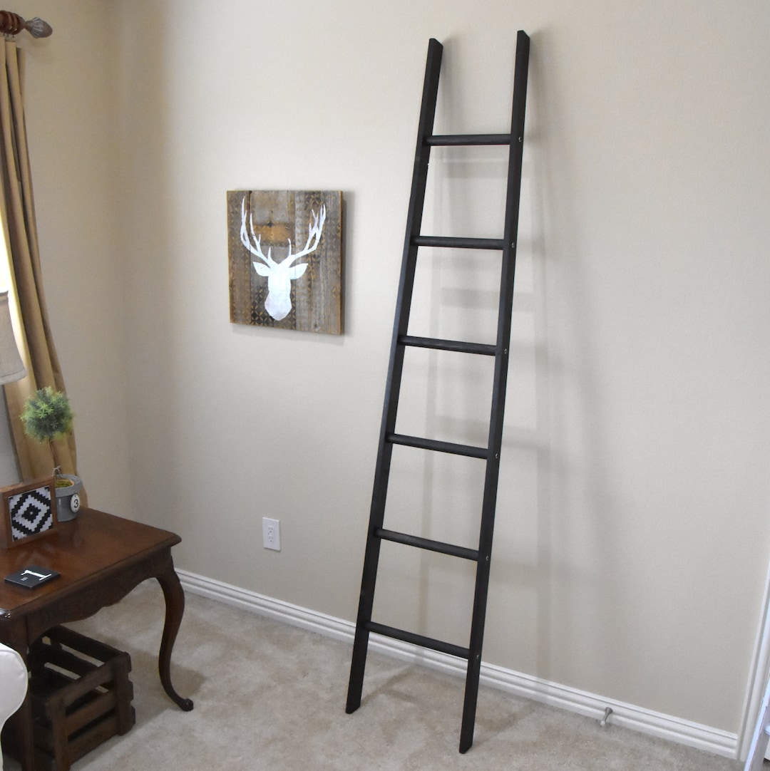 6' Tapered Ladder Vintage Rustic, Blanket Ladder, Quilt Ladder, Ebony Ladder, Towel Hanger