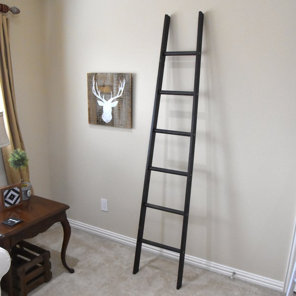 6' Tapered Ladder Vintage Rustic, Blanket Ladder, Quilt Ladder, Ebony Ladder, Towel Hanger, Bathroom Decor, Farmhouse Decor