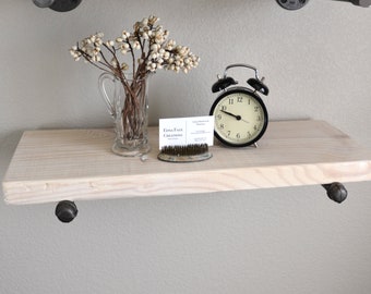 One floating shelf, two shelf brackets, EZ mount white wash shelf, rustic shelf, kitchen shelving, wall shelf, kitchen shelf, bathroom shelf