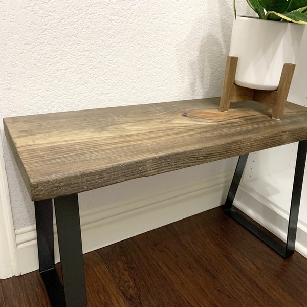 Modern Entryway Bench, Rustic Wood Bench with Trapezoid Legs, Farmhouse Decor Storage and Organization Closet Bench, Shoe Storage