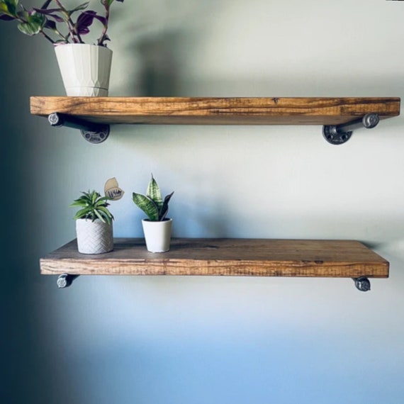 Industrial Pipe Bathroom Wall Shelf, Rustic Wall Mounted Storage Shelv —  MCombo