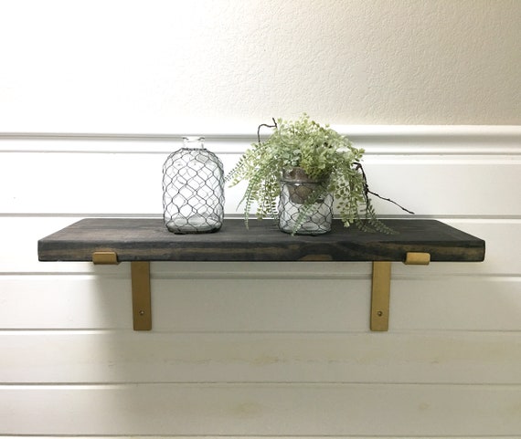 Gold Bracket Flat Steel L Shaped Farmhouse Floating Shelf