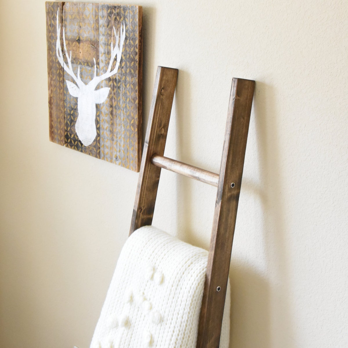 Tapered Rustic Blanket Ladder - 60 in, Walnut