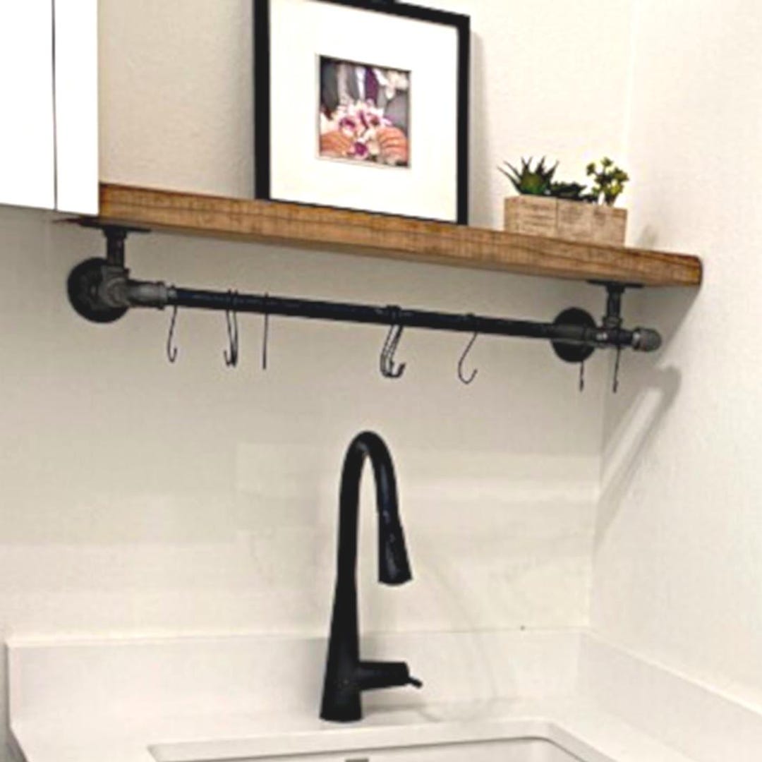 Industrial Pipe Laundry Drying Rack With Rustic Wood Shelf - Etsy
