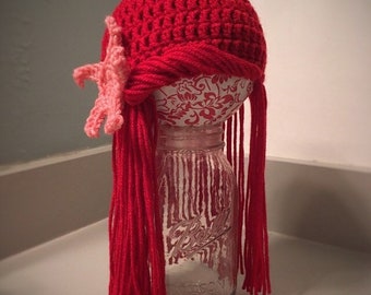 Ariel Inspired Crochet Princess Mermaid Yarn Wig