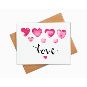 Watercolor Valentine's Day Card, Watercolor Valentine Hearts, Valentine's Day Card, Valentines Day Card For Him & Her , Watercolor Valentine