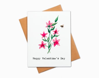 Watercolor Valentine's Day Card, Valentine's Day Card, Valentines Day Card For Her, Watercolor Valentine, Happy Valentine's Day Card