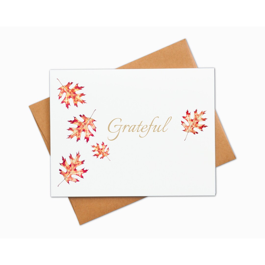 Watercolor Thanksgiving Card, Set of 4, 6 or 8, Fall Leaf Note Cards ...