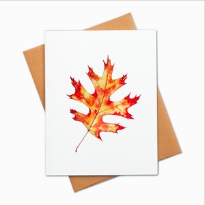 Conjunto de cartões de folhas de outono em aquarela de 4, 6 ou 8, cartões de notas em branco com envelopes, conjunto de papelaria de outono, cartões de ilustração botânica