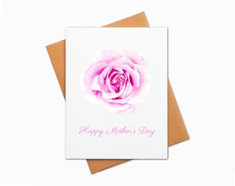 Mothers Day Card Floral, Mother's Day Card, Mothers Day Gift, Watercolor Rose Happy Mother's Day Card, Beautiful Mothers Day Card