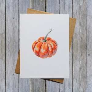 Watercolor Pumpkin Thanksgiving Card, Turkey Day Pumpkin Blank Notecard With Envelope, Greeting Card, Thanksgiving Hostess Thank You Card