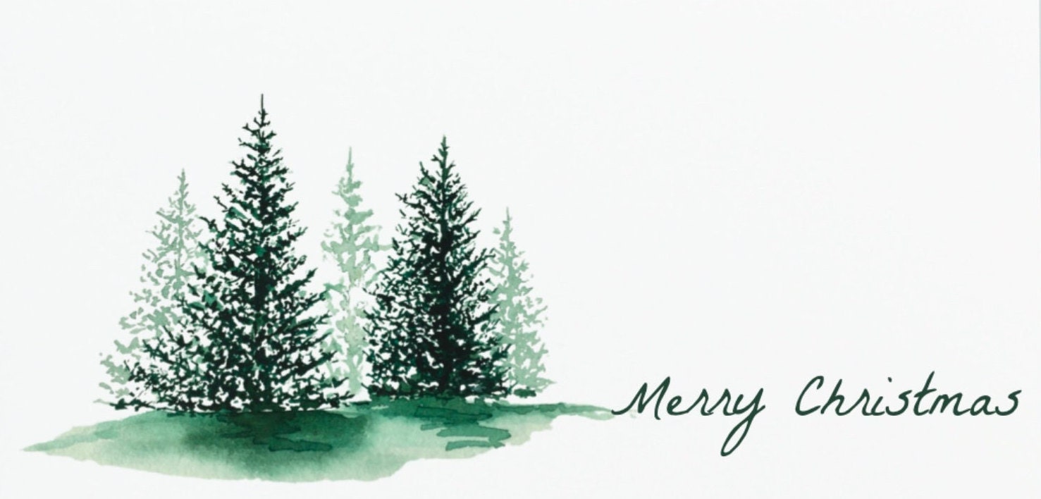 Watercolor Forest Christmas Cards, Set of 4, 6 or 8 Holiday Cards Set ...