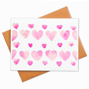 Watercolor Valentine's Day Card, Blank Folded Notecard, Anniversary Card, Valentines Card, V Day, Watercolor Valentine, Heart Note Cards