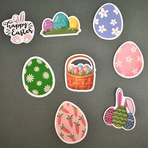 Stickers vinyles de Pâques ufs, panier, lapin, Joyeuses Pâques