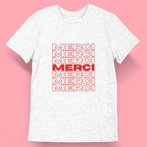 Merci French T-Shirt, Thank You Bags Short-Sleeve Unisex T-Shirt