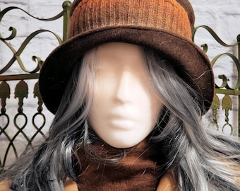 Brown Wool Cloche, Vintage Style Hat