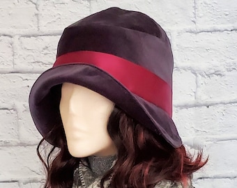 Charcoal Grey Velvet Cloche Hat, Elegant Fall Accessory for Women