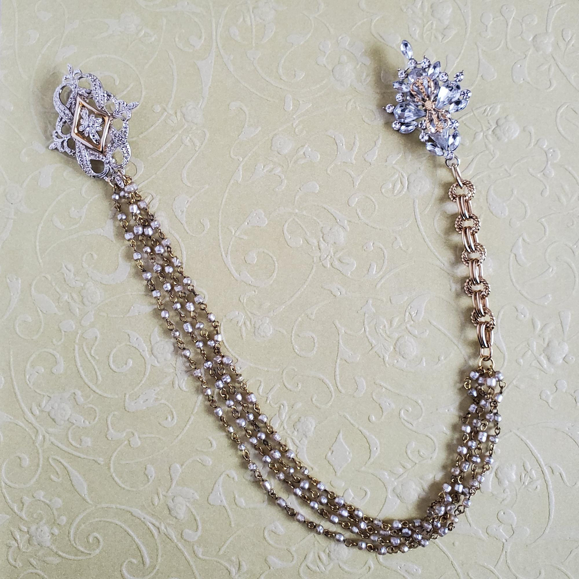 Tres Chic Double Circle Broach with Pearls main image 0