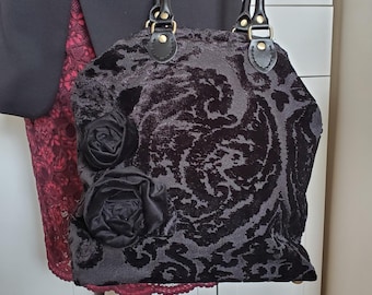 Black Carpet Bag Purse, One of a Kind Bag