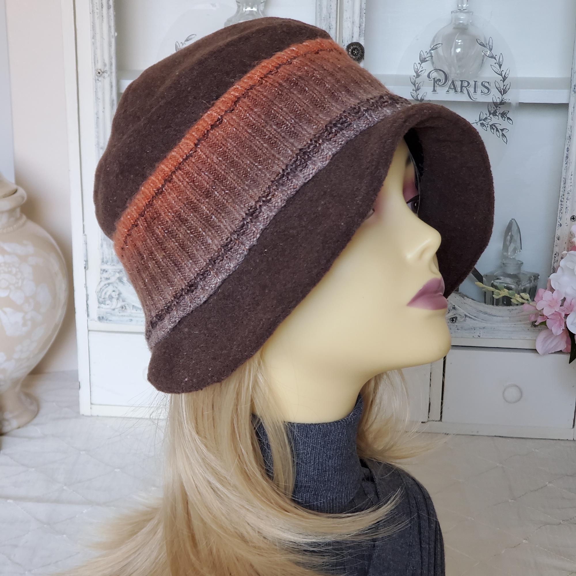 Vintage Heaslip Brown Textured Wool-Blend Cloche Hat Christian Siriano New York Cloche Hat, Women main image 3