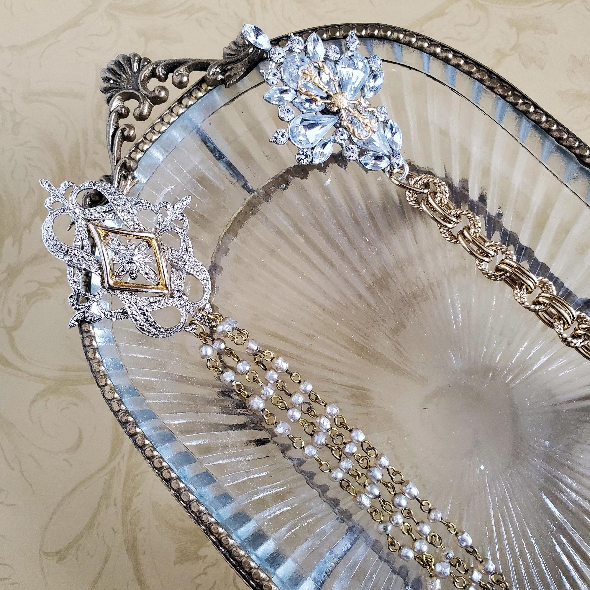 Tres Chic Double Circle Broach with Pearls