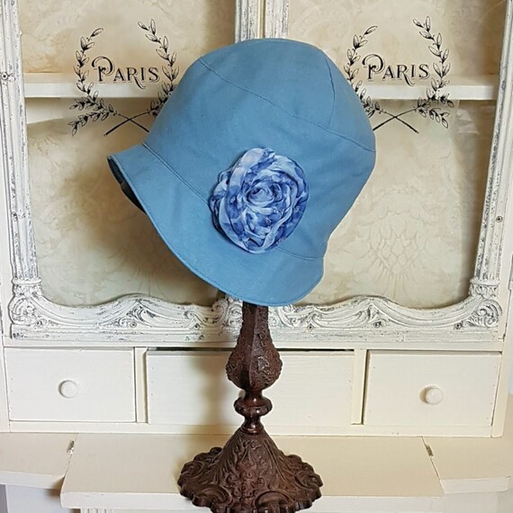 Blue Cloche Hat Vintage Style Cloche 