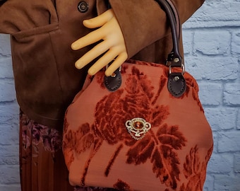 Orange Carpet Bag Purse, One of a Kind Bag
