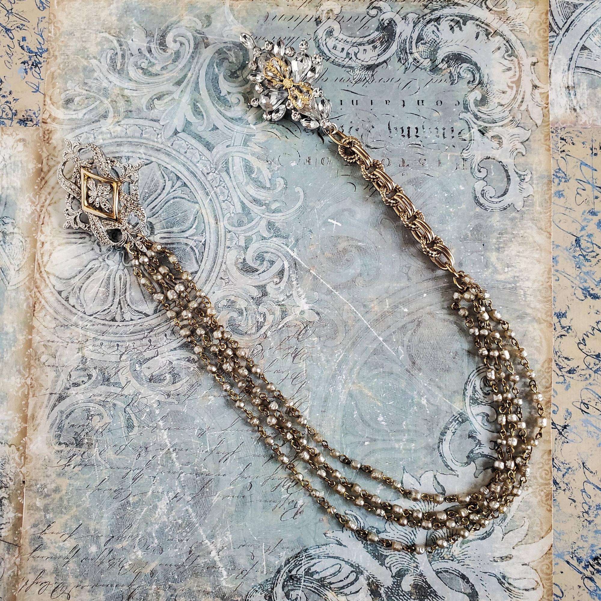 Tres Chic Double Circle Broach with Pearls main image 1