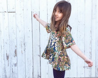 January Peplum childrens sewing pattern PDF pattern and tutorial - sizes 2t - 10  - Instant download