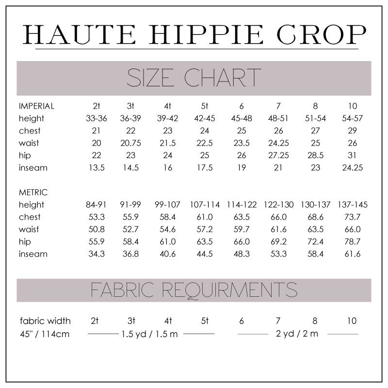 Haute Hippie Crop PDF Instant Download - Etsy