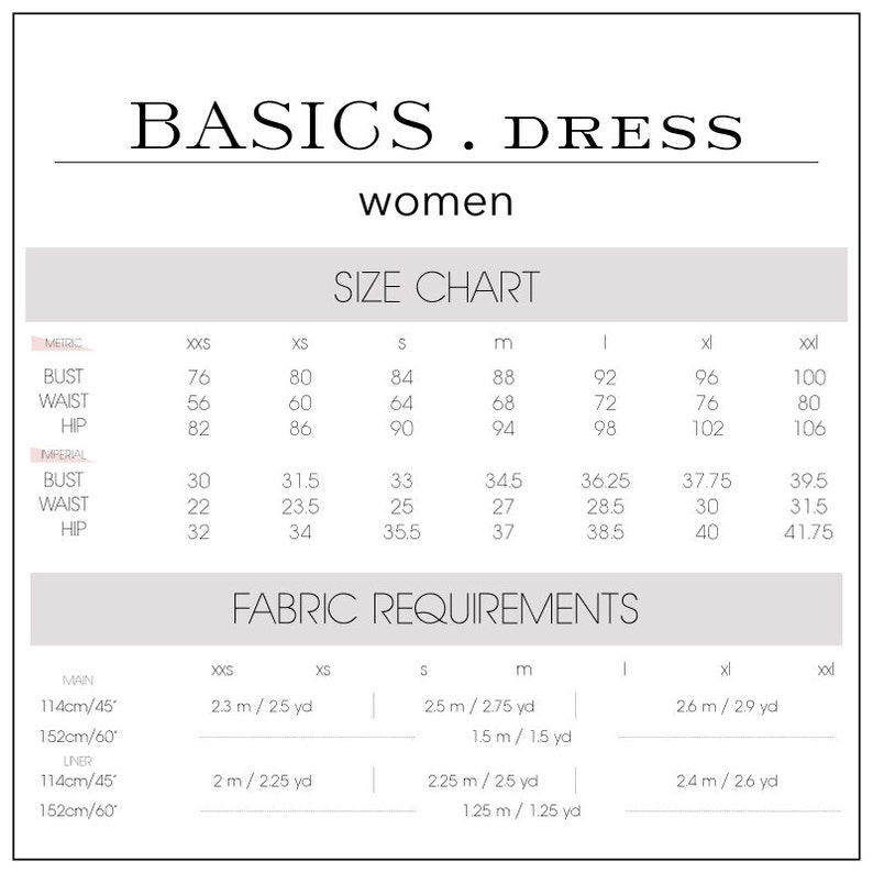 Basics. Dress Womens Sewing Pattern and Tutorial Sizes Xxs Etsy New